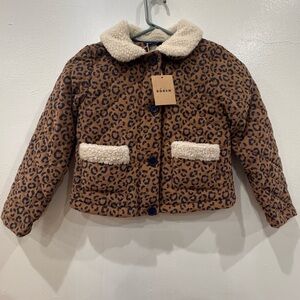 Boden Kids Brown Leopard Print Puffer Jacket
